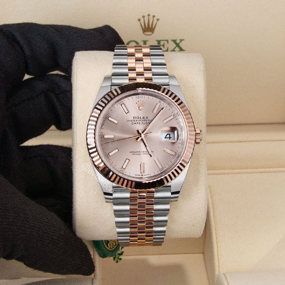 Rolex Datejust 41, Stainless Steel and 18K Rose Gold, Sundust Dial, Jubilee Bracelet