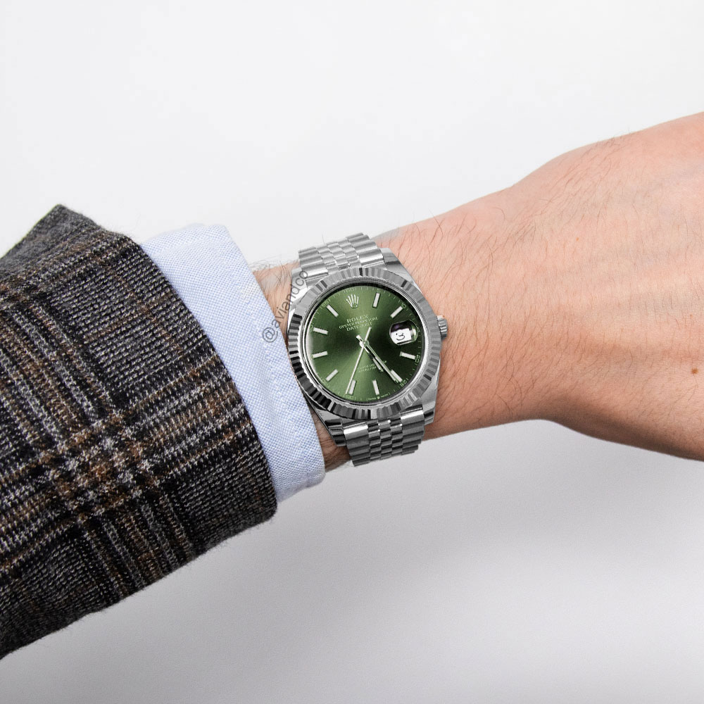 Rolex Datejust 41, Stainless Steel, Green Index Dial