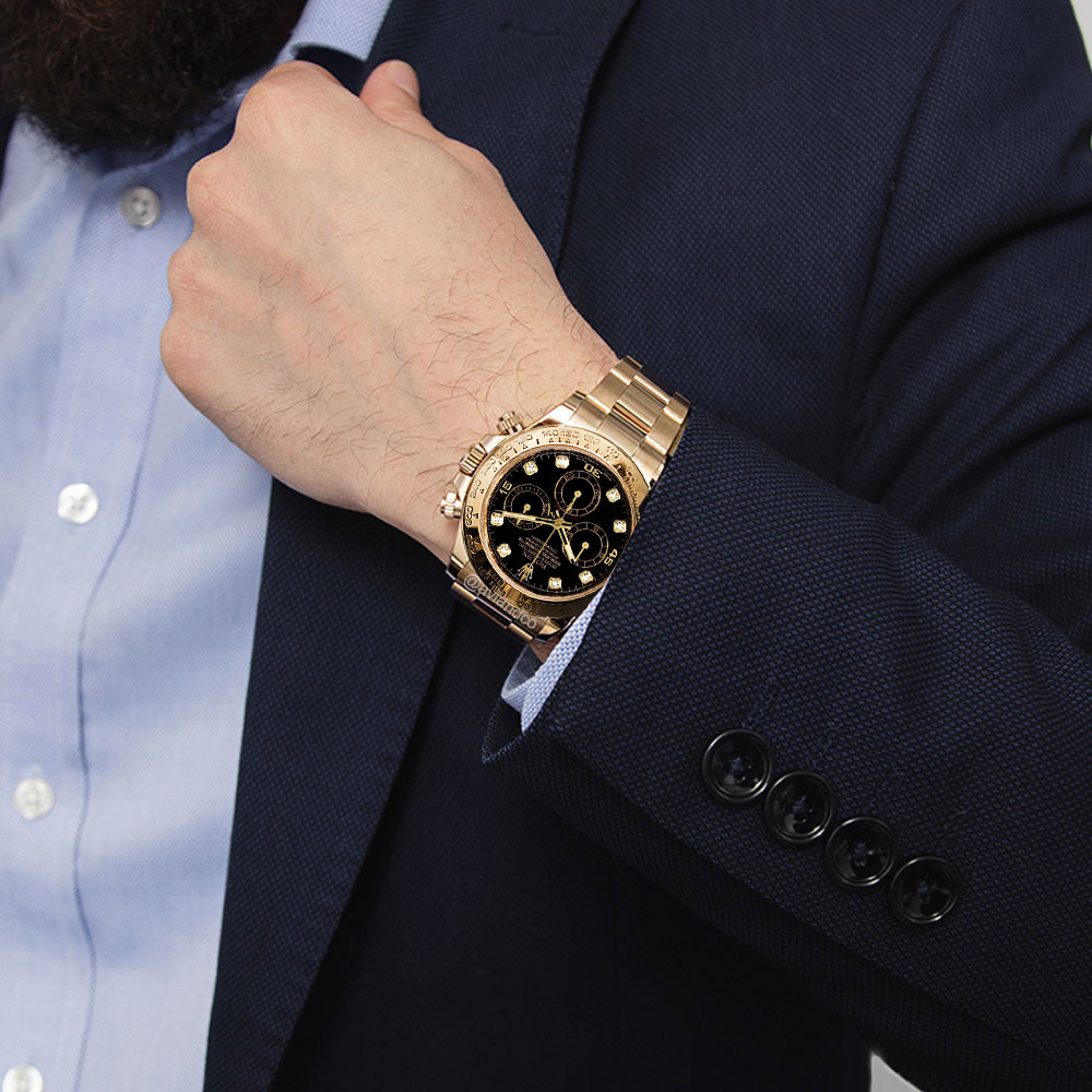 Rolex Cosmograph Daytona, 18K yellow gold, black diamond dial, 40 mm