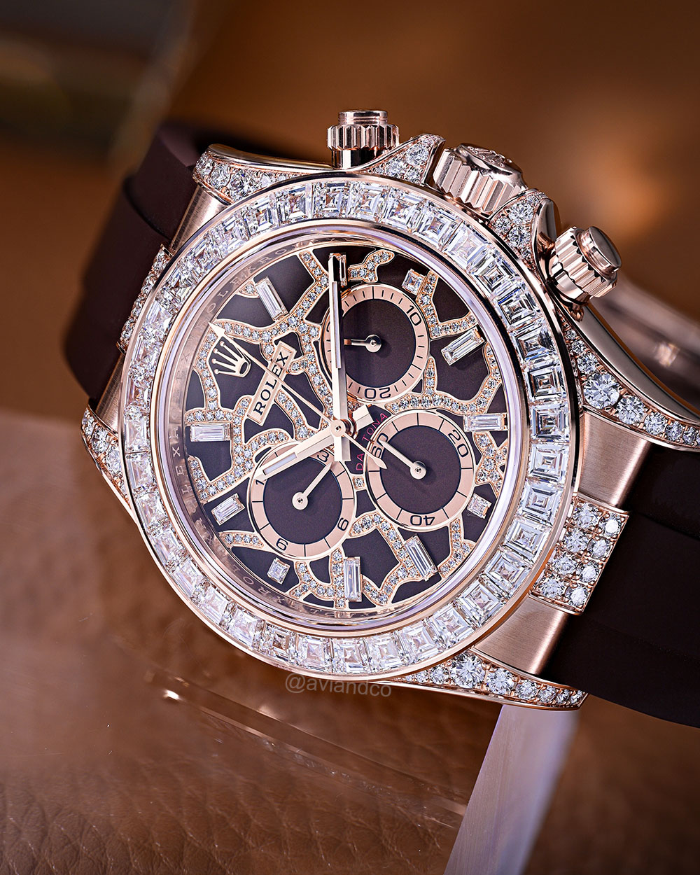Rolex Daytona Giraffe, 18K Rose Gold, Brown “Giraffe” Diamond Dial, Oysterflex Bracelet