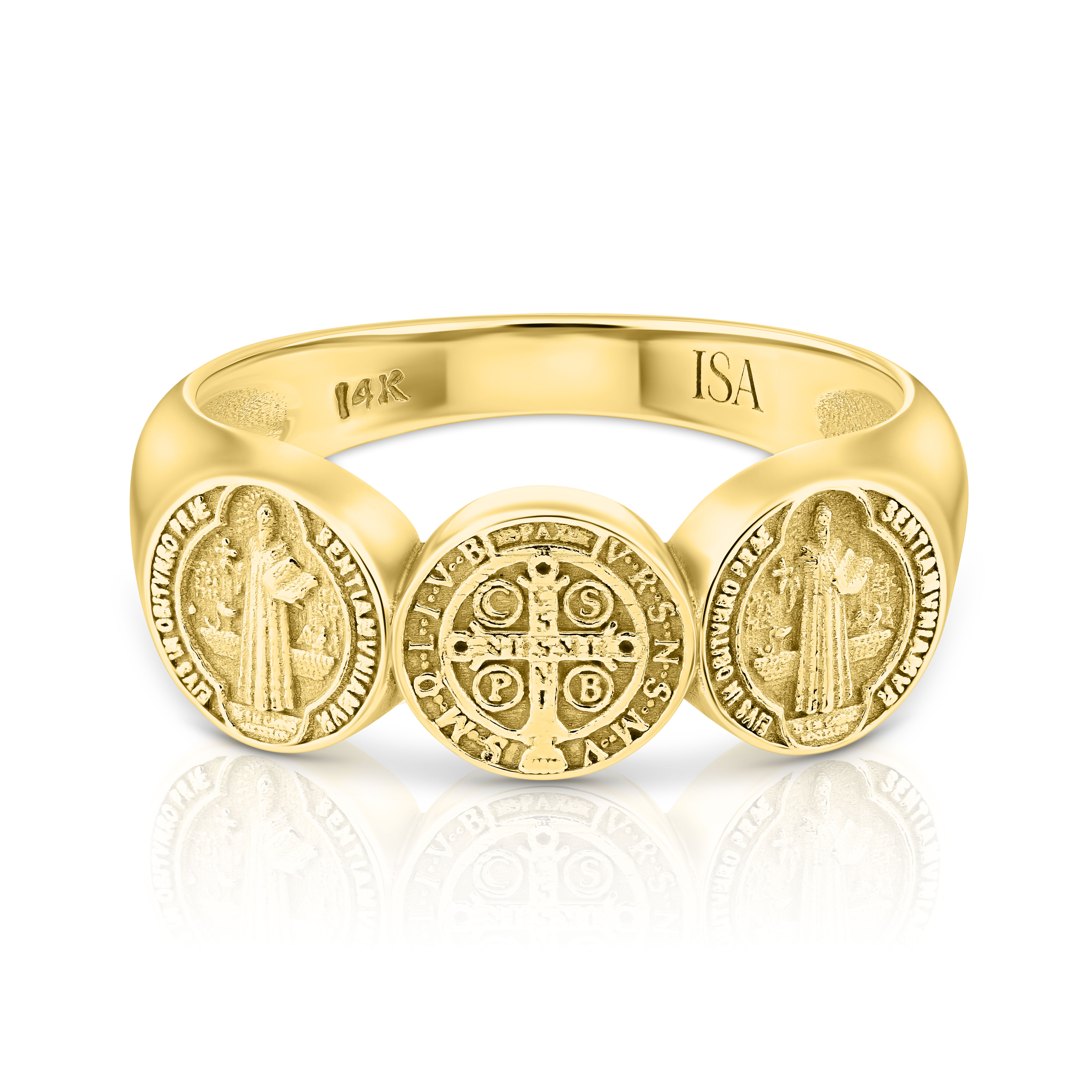 14K Yellow Gold Isa Grutman Jewelry Displayed on a White Background.