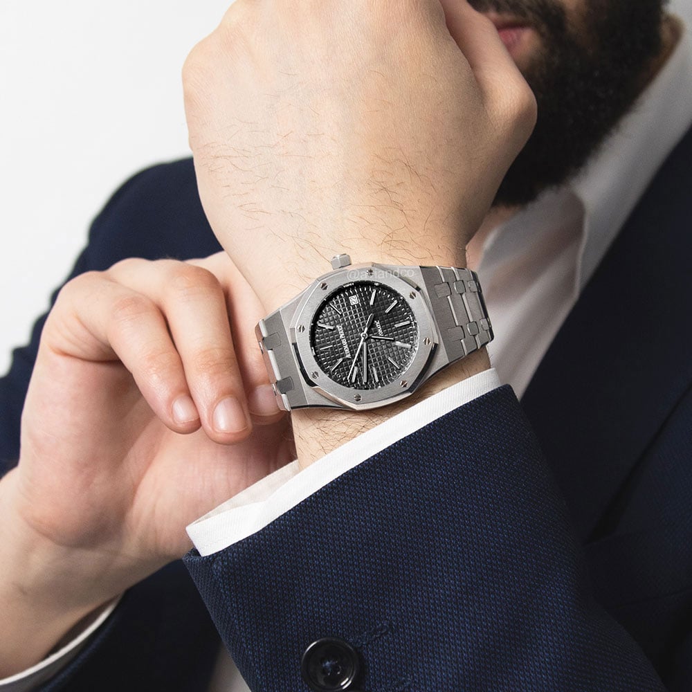Audemars Piguet Royal Oak, Stainless Steel, Grey Grande Tapisserie Dial, 37 mm
