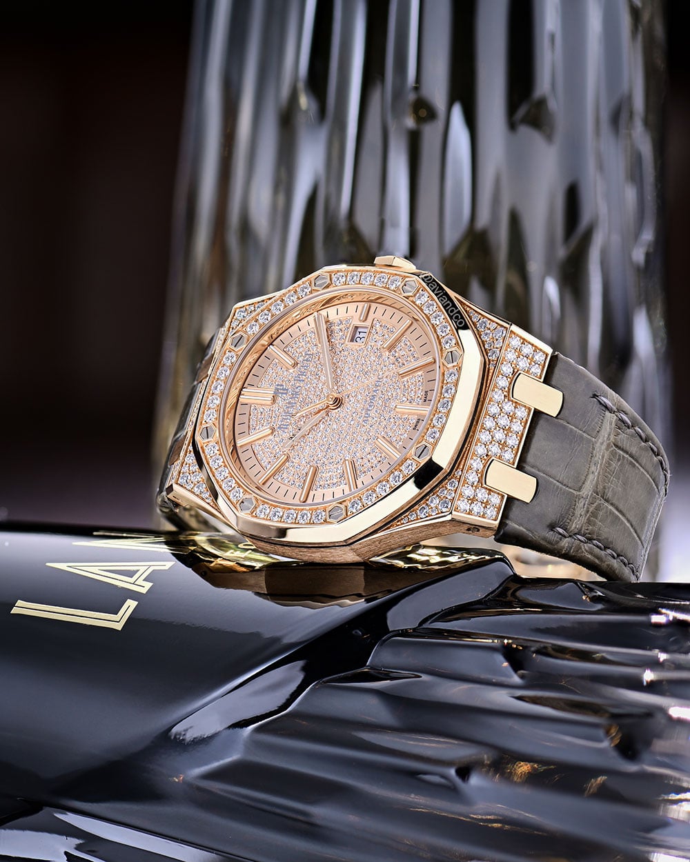 Audemars Piguet Royal Oak, 18K rose gold, pave diamond dial, 41 mm