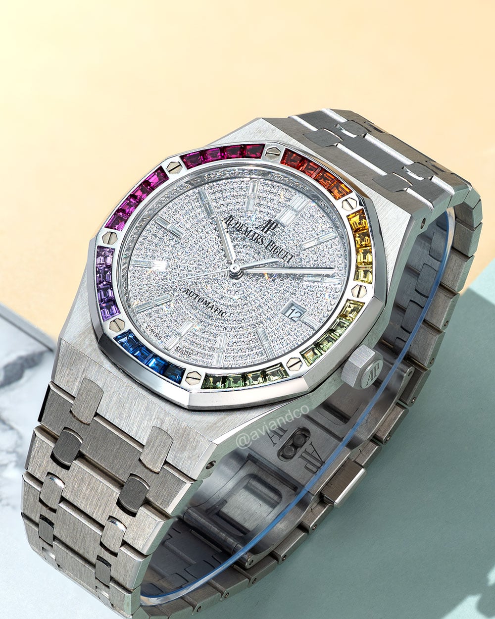 Audemars Piguet Royal Oak “Rainbow,” 18K White Gold, Diamond Dial, 41 mm