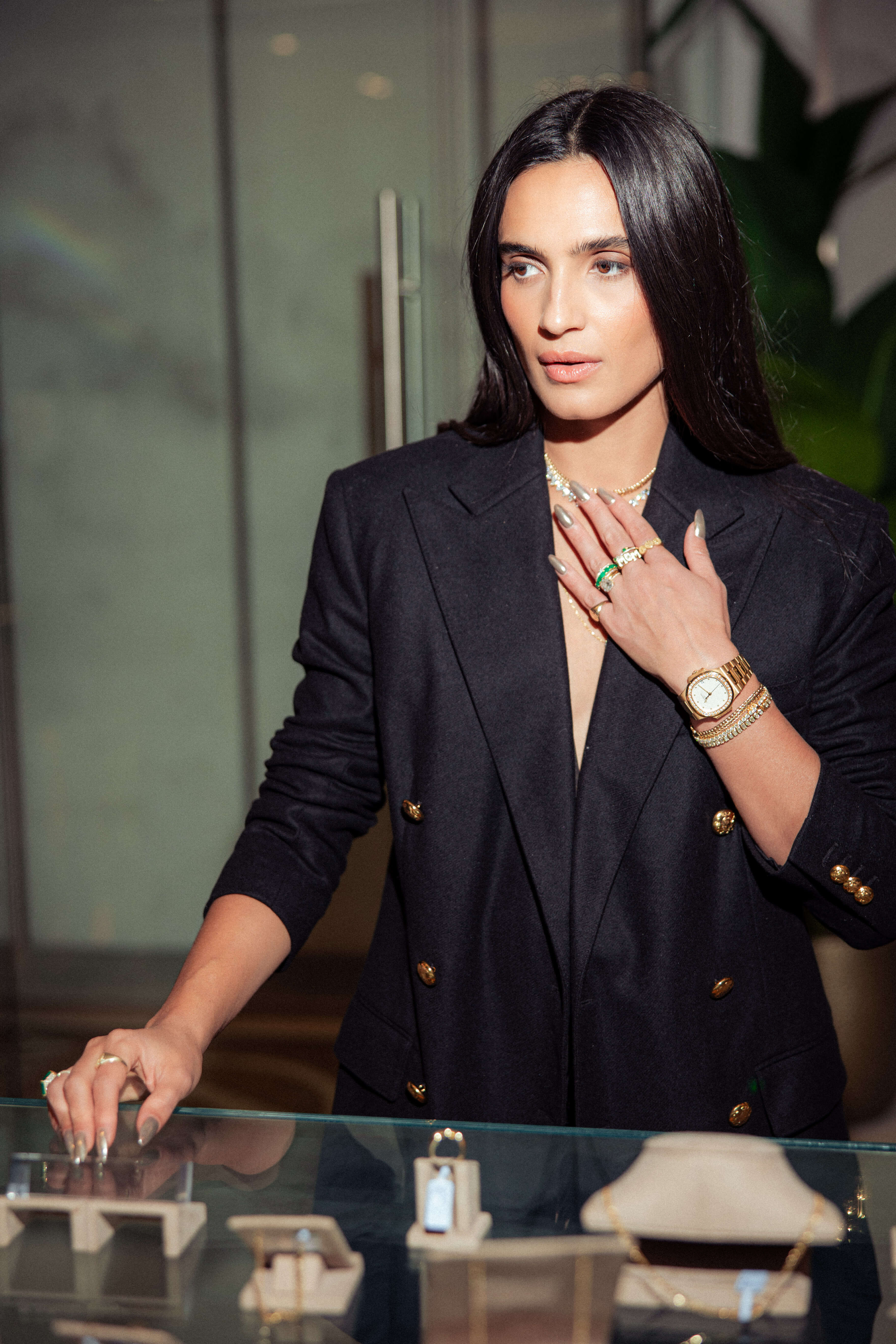 Isabela Grutman with her Jewelry Collection Displayed in Avi & Co.'s Miami Boutique.