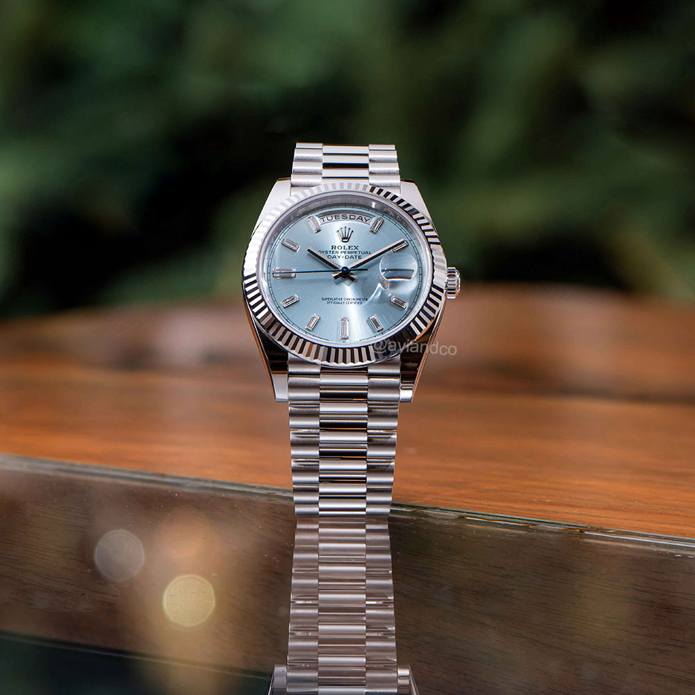 Rolex Day-Date, President, Platinum, Ice Blue Diamond Dial