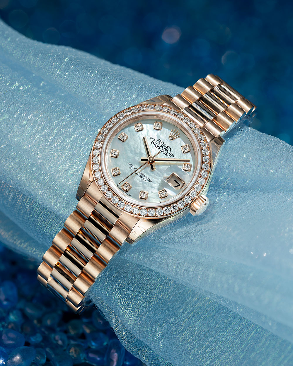 Rolex Datejust 31, 18K Yellow Gold, Mother of Pearl Diamond Dial
