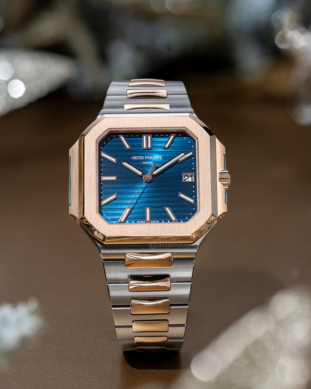Patek Philippe Cubitus, Stainless Steel and 18K Rose Gold, Blue Dial, 45 mm