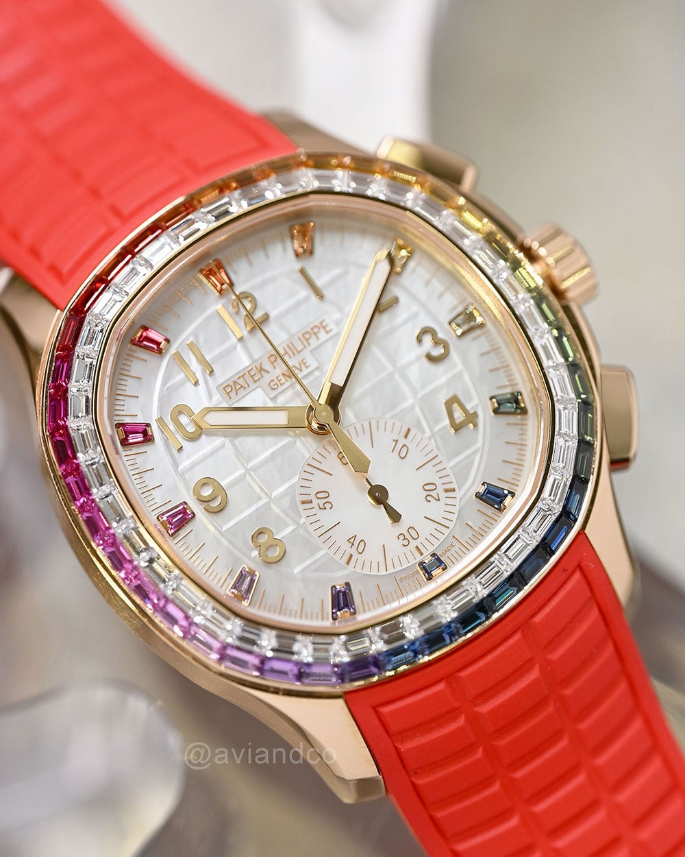Patek Philippe Aquanaut, &ldquo;Luce&rdquo; Chronograph, 18K Rose Gold, Rainbow Diamond Bezel
