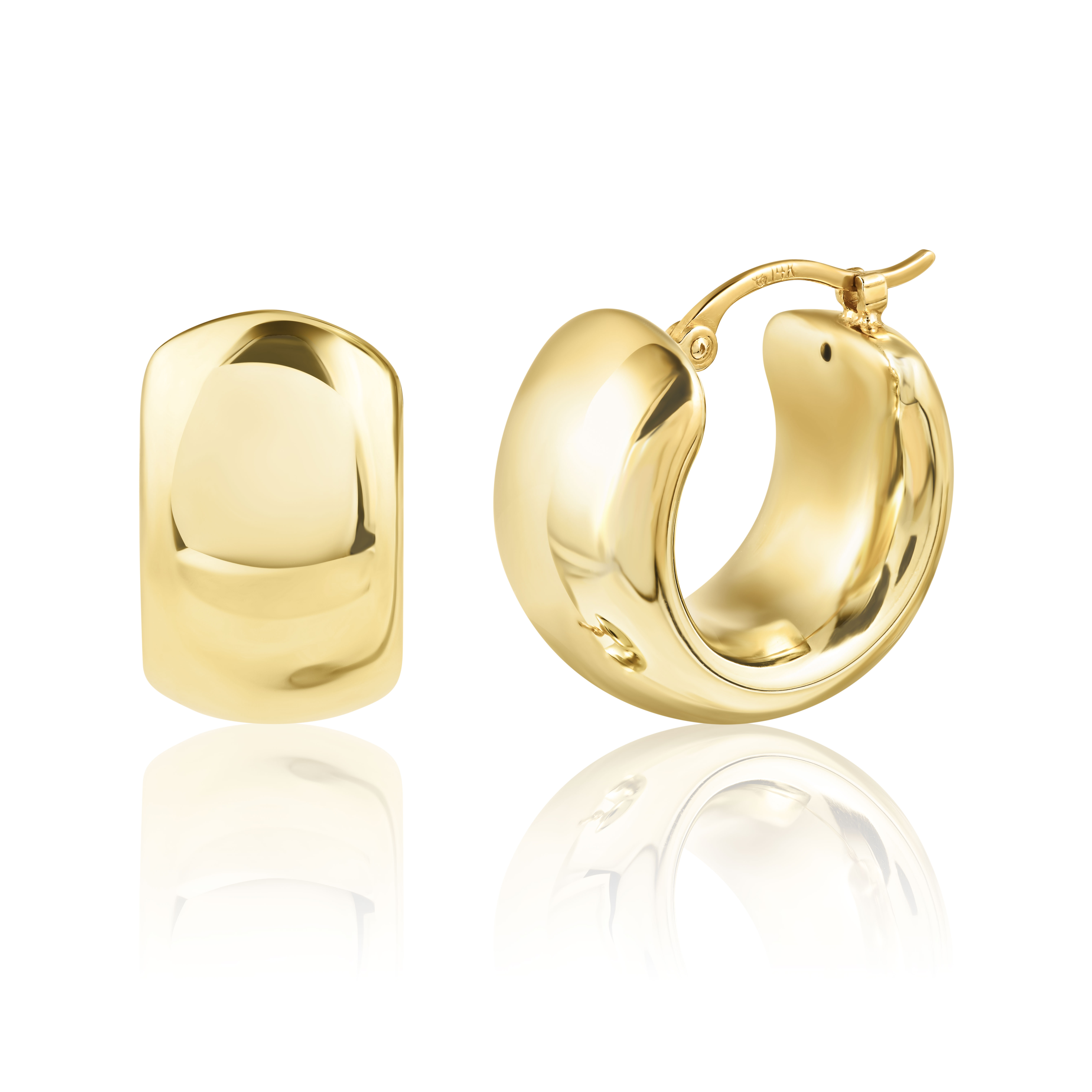 14K Yellow Gold Earrings Displayed on a White Background.
