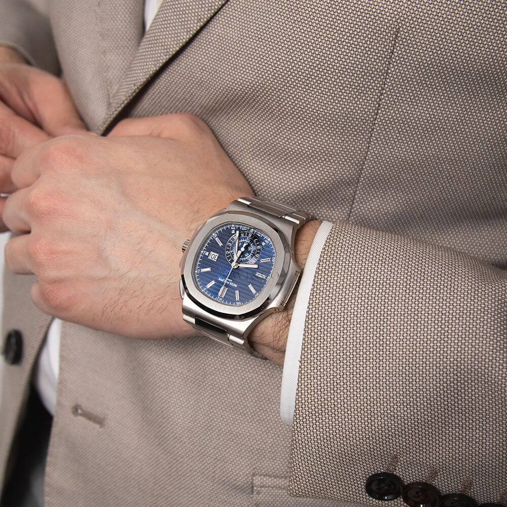 Patek Philippe Nautilus Reference 5976/1G, 18K White Gold, Blue Diamond Dial