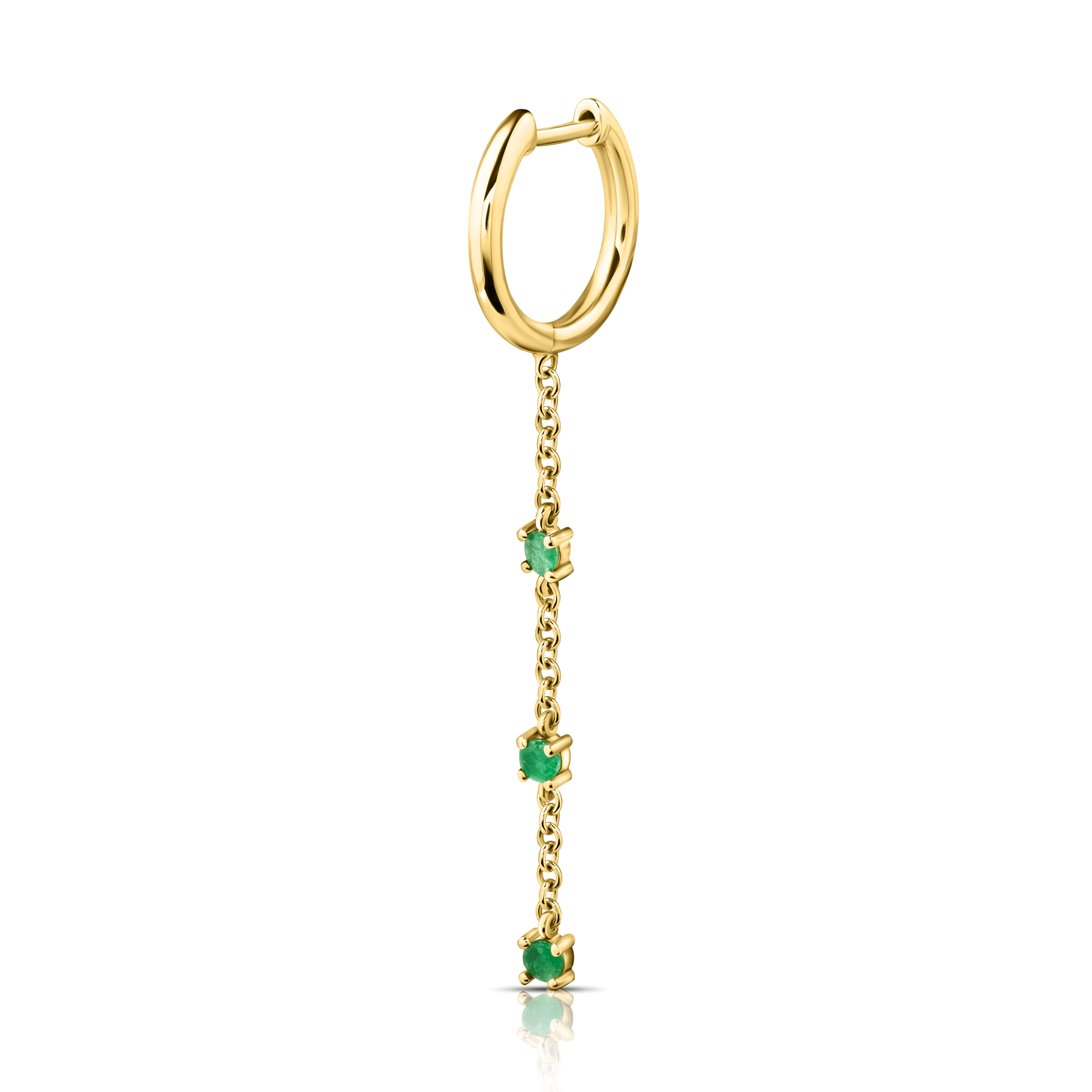 14K Yellow Gold Earring Displayed on a White Background.