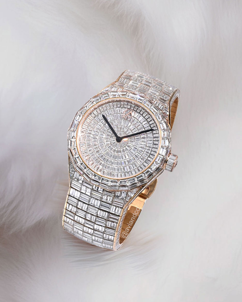 Avi & Co. Iced Collection Watch, 18K Rose Gold, 37 mm
