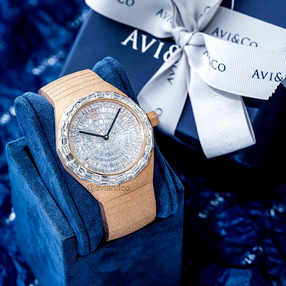 Avi & Co. Frosted Collection AH17, 18K Rose Gold, Diamond Dial, 44 mm