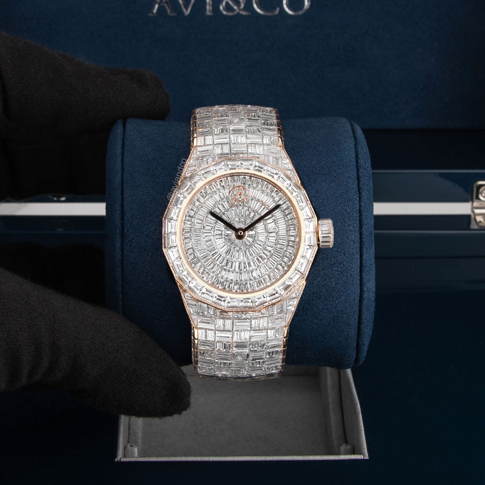 Avi & Co. Iced Collection AH23, 18K Rose Gold, Diamond Dial