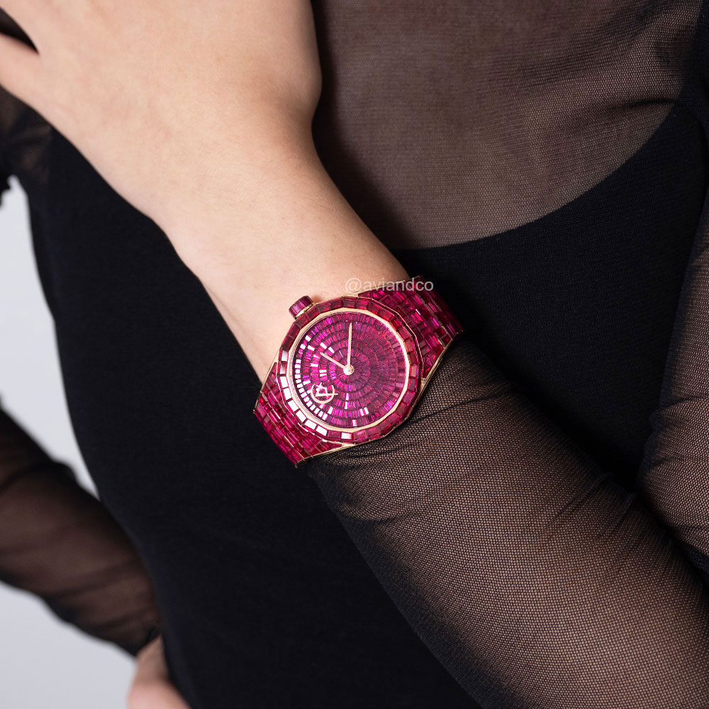 The Avi & Co. Hue Collection red ruby watch
