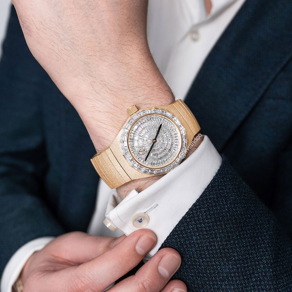 Avi & Co. Frosted Collection Watch, 18K Rose Gold, Diamond Dial, 40 mm