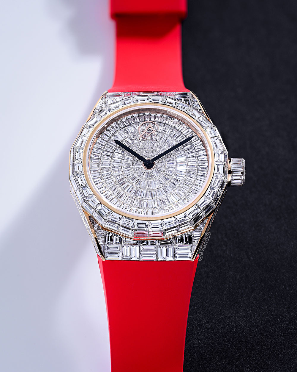 Avi & Co. Iced Collection: Color in Motion, Red Rubber Strap