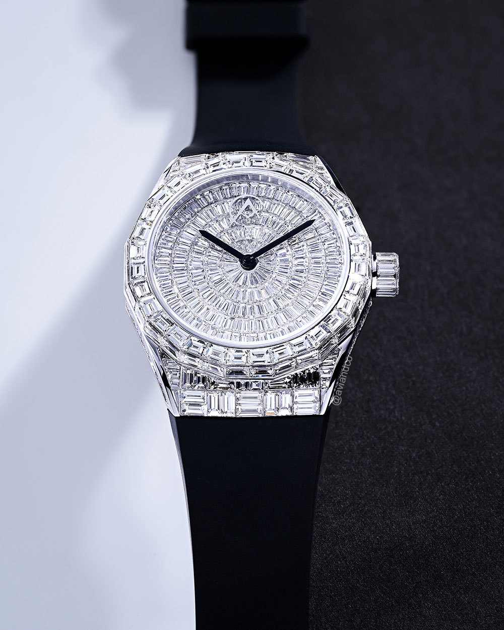 Iced Collection “Color in Motion” Black Strap, 18K White Gold, 44 mm