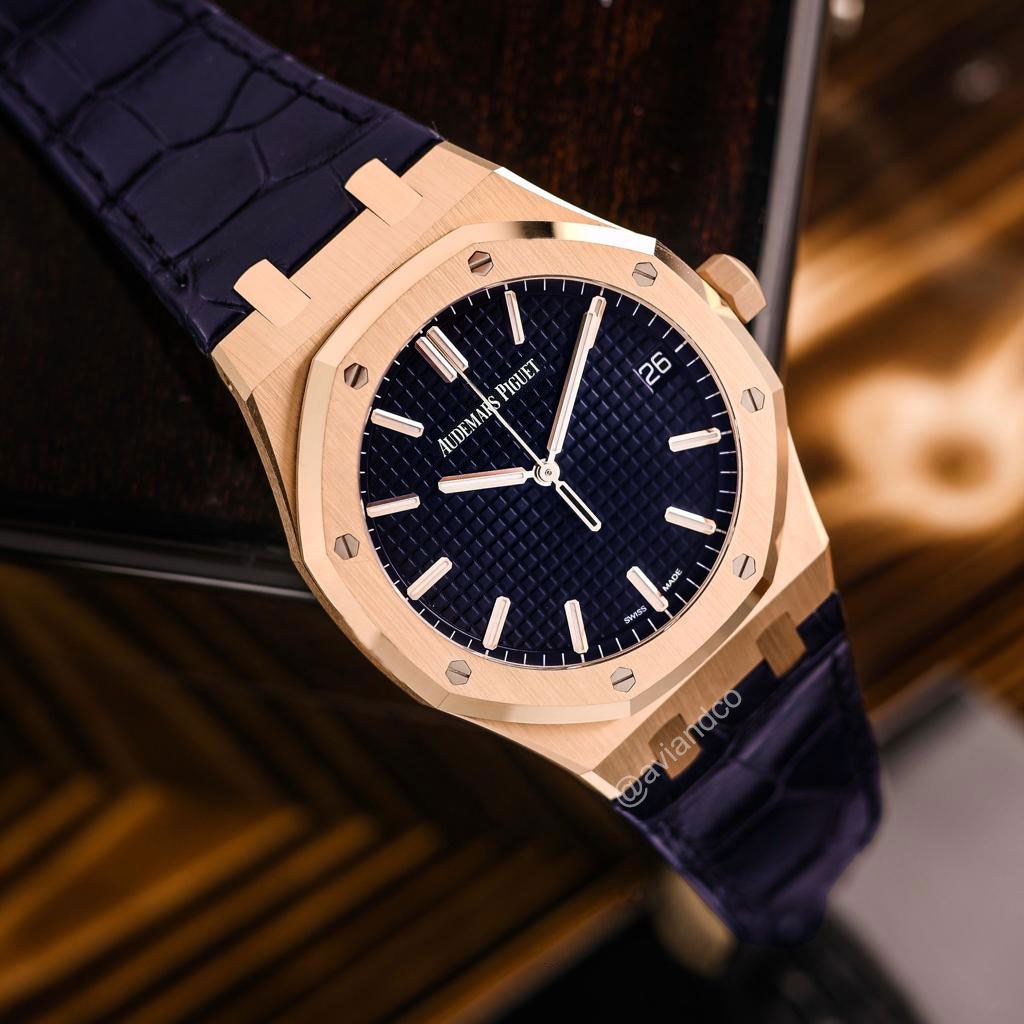 Audemars Piguet Royal Oak “50th Anniversary” Edition, 18K Rose Gold, Blue Dial, 41 mm