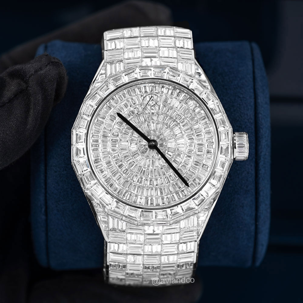 Avi & Co. Iced Collection Watch, 18K White Gold, 40 mm