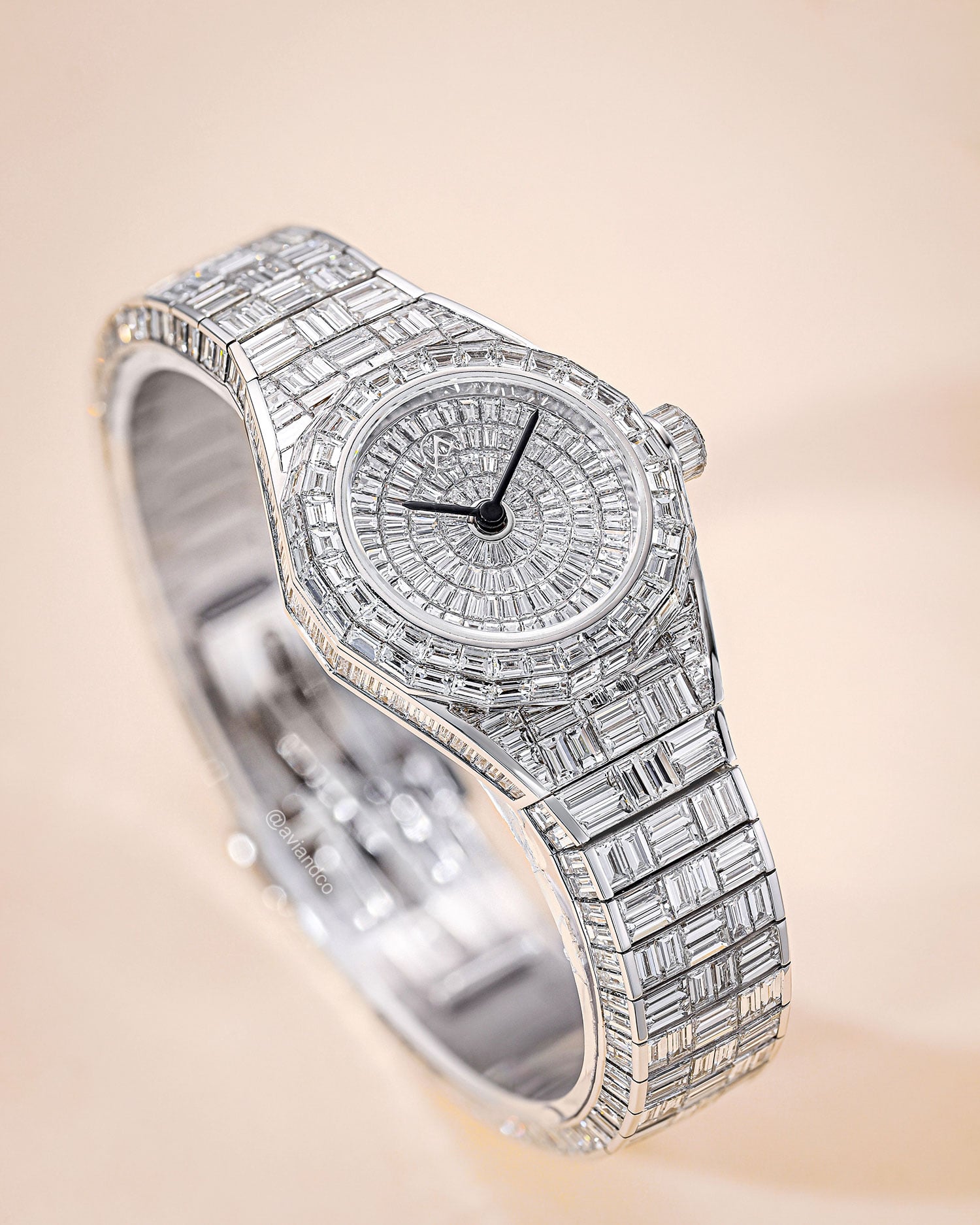 Avi & Co. Iced Collection Mini Watch, 18K White Gold, 26 mm
