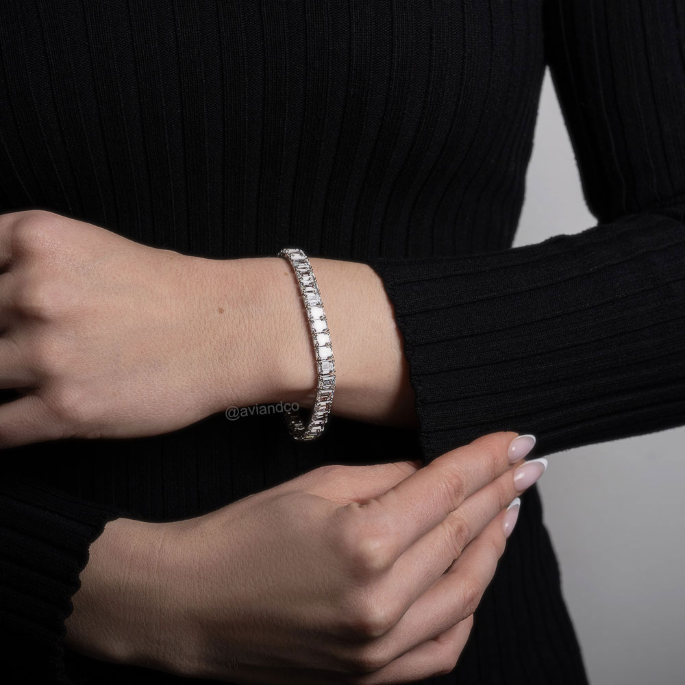 Diamonds by Avi & Co. Emerald Cut Diamond Line Bracelet, Platinum, 35.22 CT