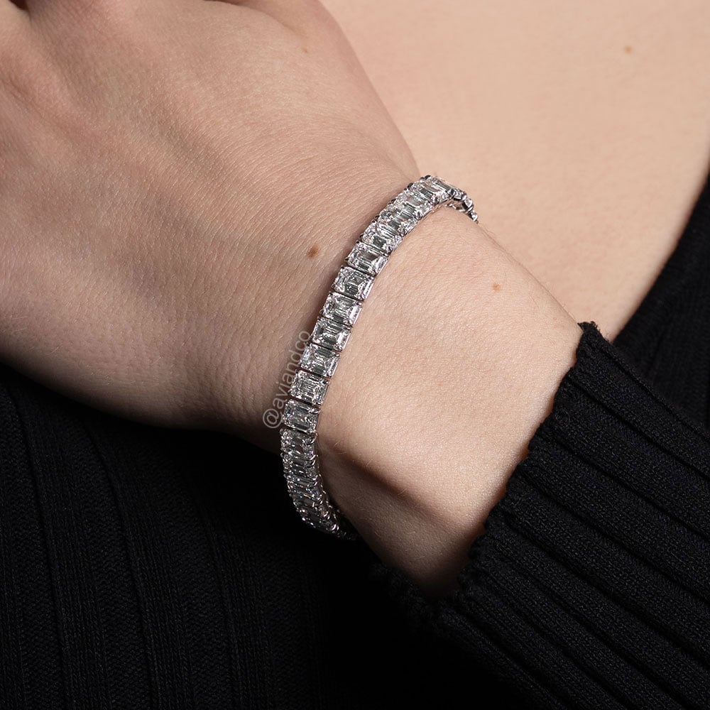 Diamonds by Avi & Co. Emerald Cut Diamond Line Bracelet, Platinum, 35.22 CT