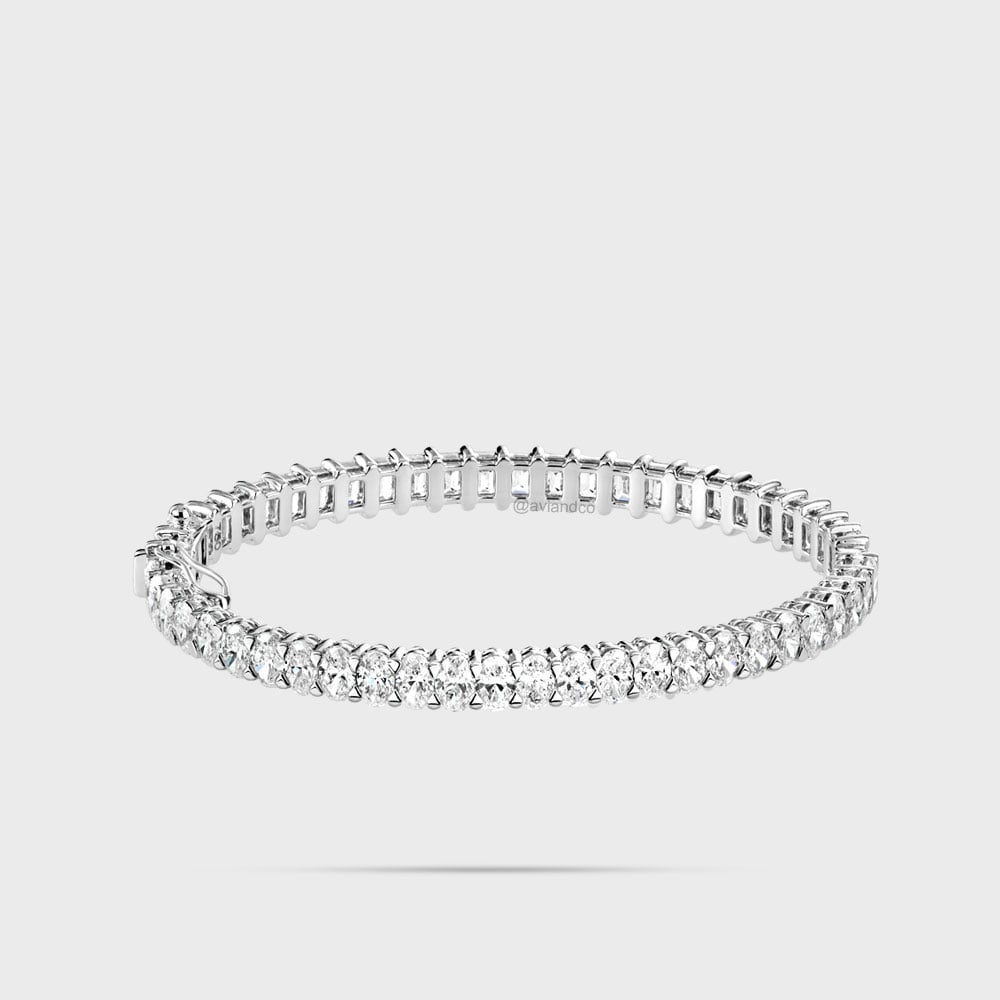 Diamonds by Avi & Co. 18K White Gold Oval & Emerald Cut Bangle Bracelet, 11.29 CT
