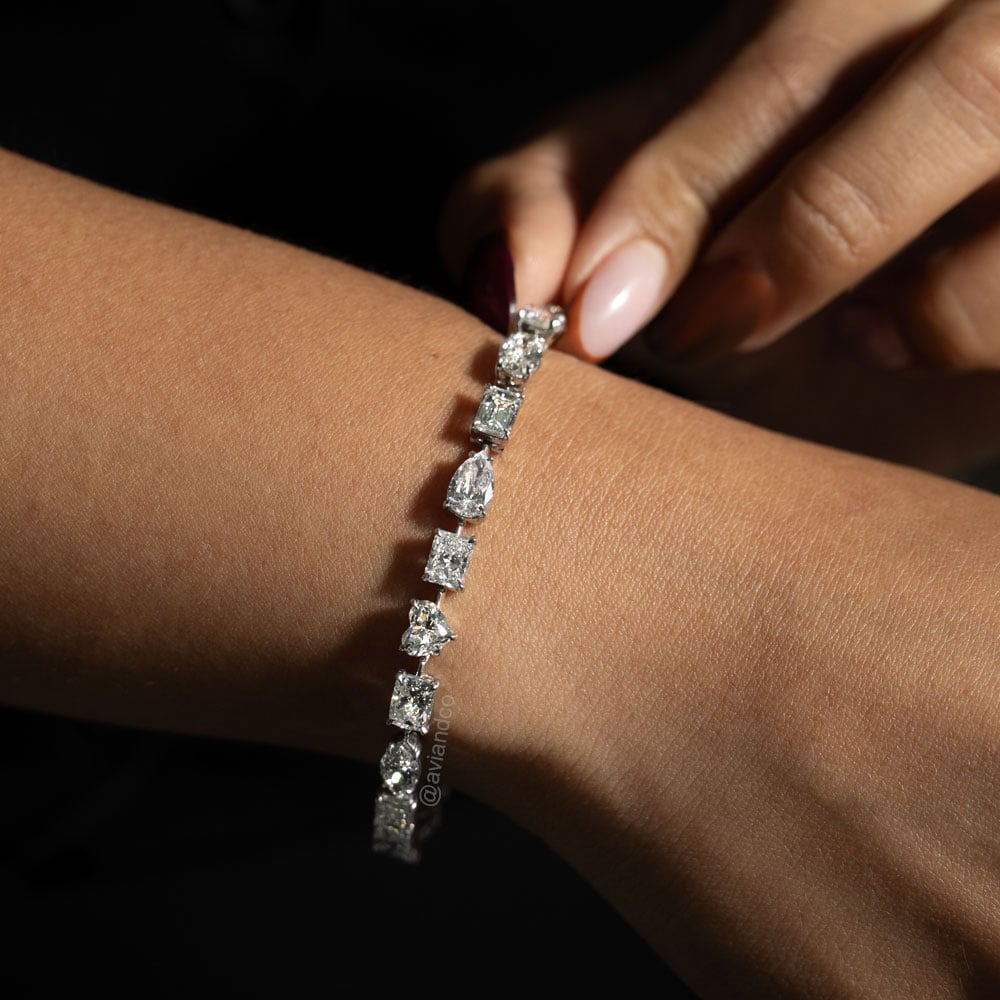 Diamonds by Avi & Co. Fancy Shapes Diamond Line Bracelet, Platinum, 20.13 CT