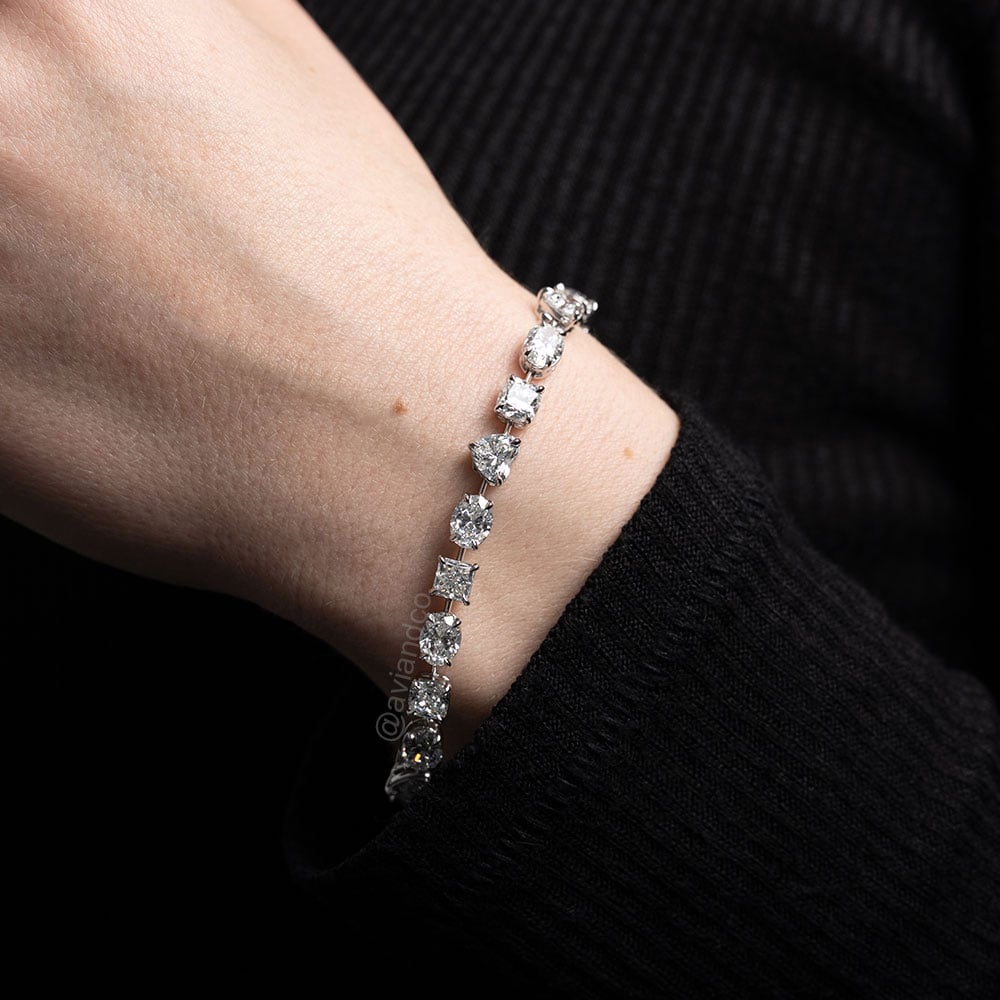 Diamonds by Avi & Co. Platinum Multi-Shape Diamond Line Bracelet