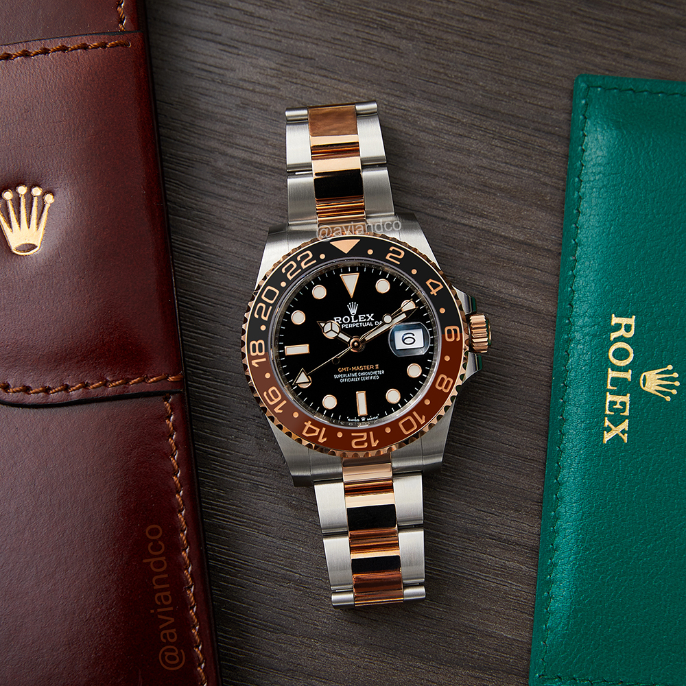 Rolex GMT-Master II “Root Beer” edition, steel and 18K rose gold, 40 mm