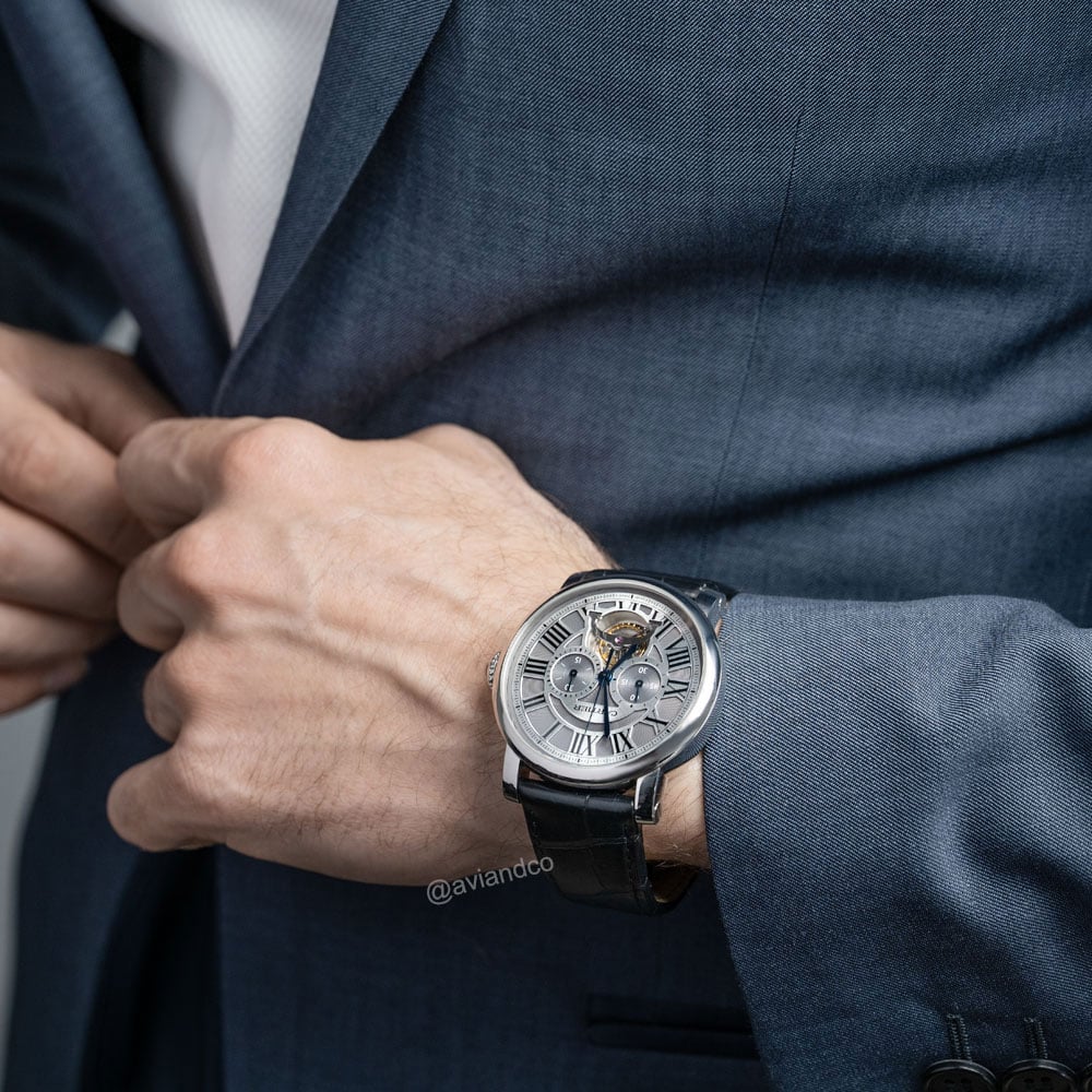 Cartier Rotonde de Cartier Tourbillon, Platinum, Grey Skeletonized Roman Dial, 45 mm