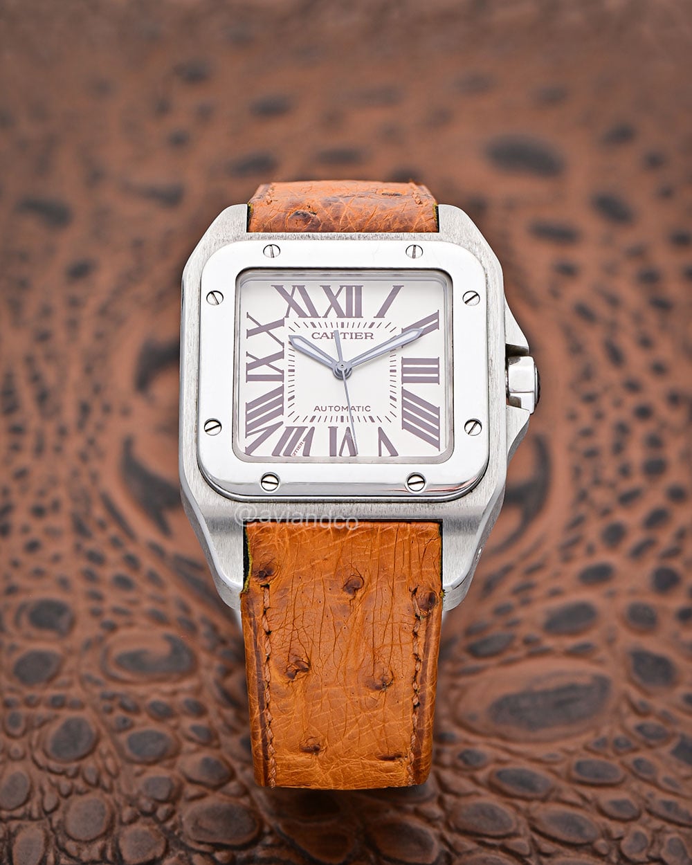 Cartier Santos 100, Platinum, White Roman Dial, 42 mm