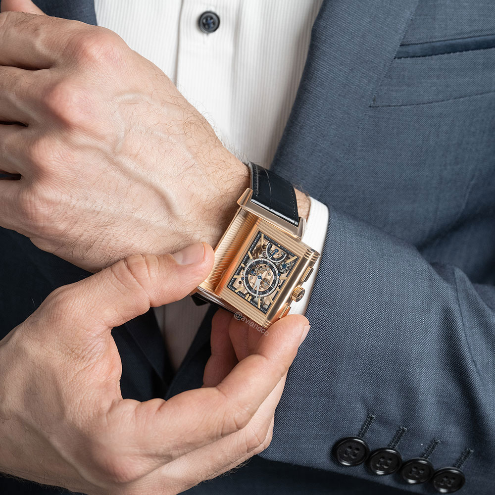 Jaeger-LeCoultre Tribute Reverse Chronograph, 18K Rose Gold, Rose Gold Index Dial