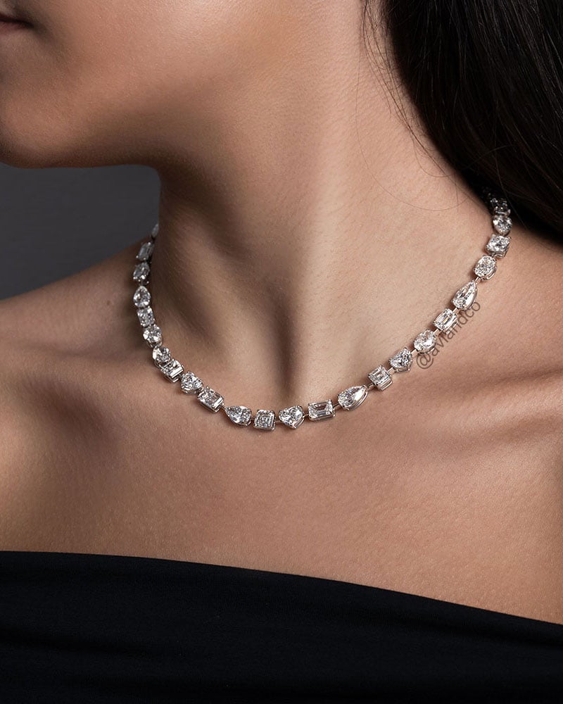 Diamonds by Avi & Co. Fancy Shapes Diamond Necklace, Platinum, 72.73 CT