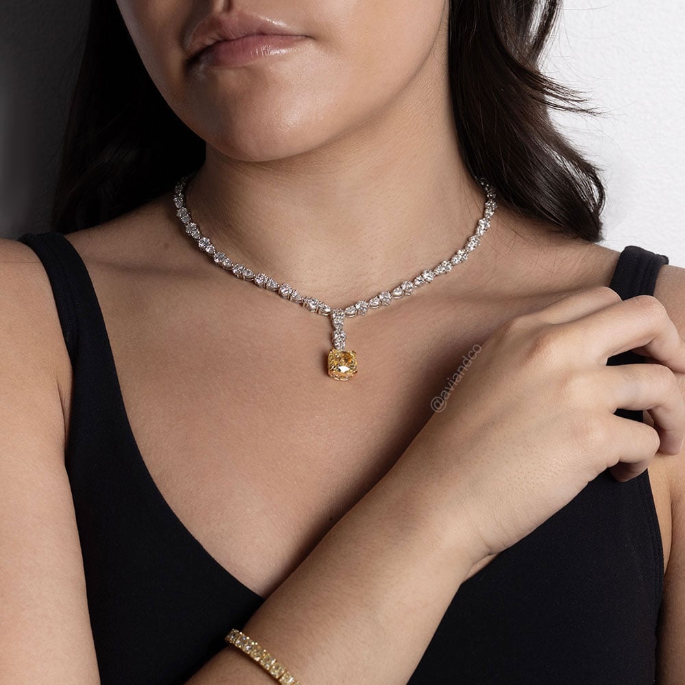 Diamonds by Avi & Co. Fancy Yellow Diamond Drop Necklace, C - 11.11 CT