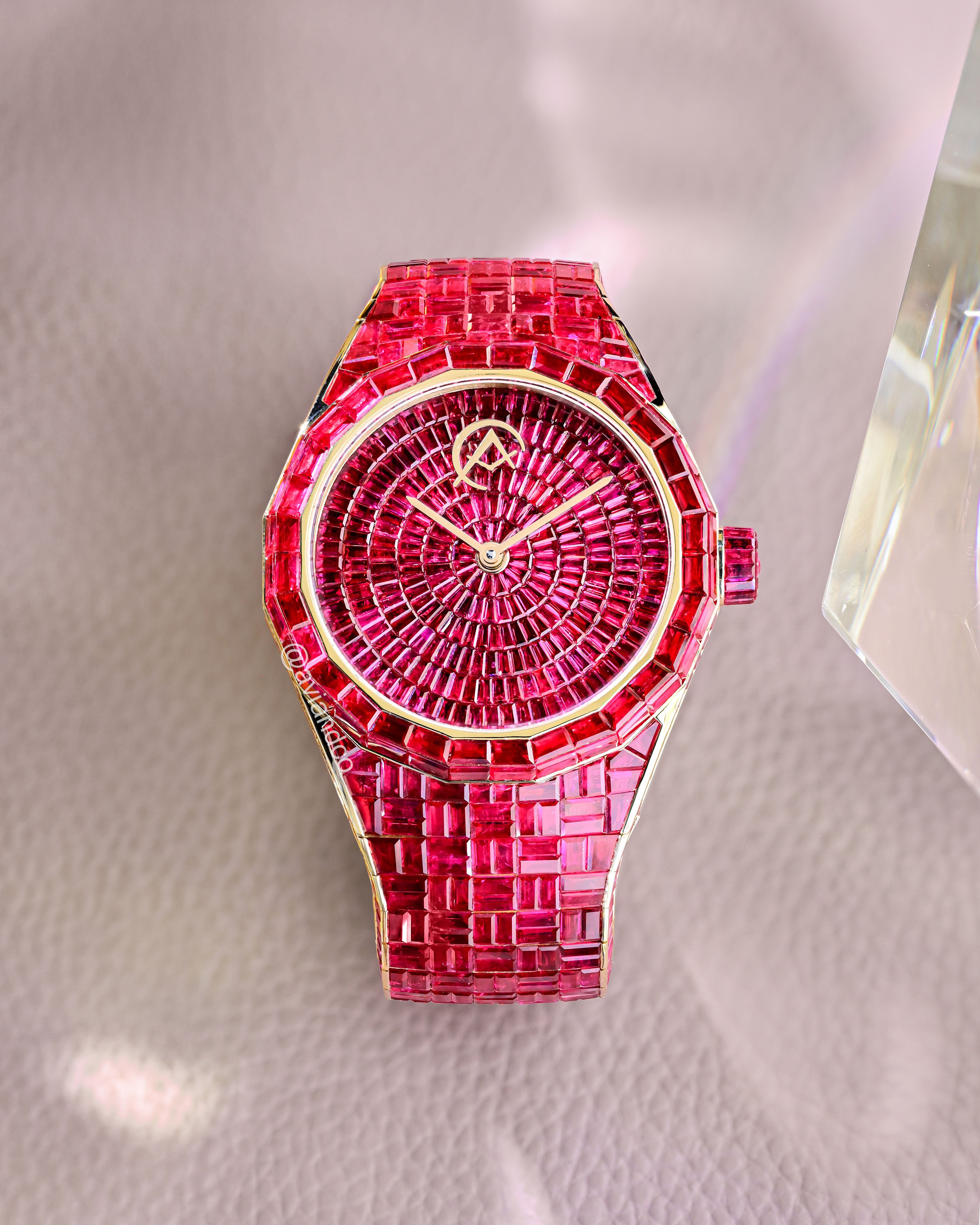 Hue by Avi & Co. Red Ruby Watch, 18K Rose Gold, 44 mm
