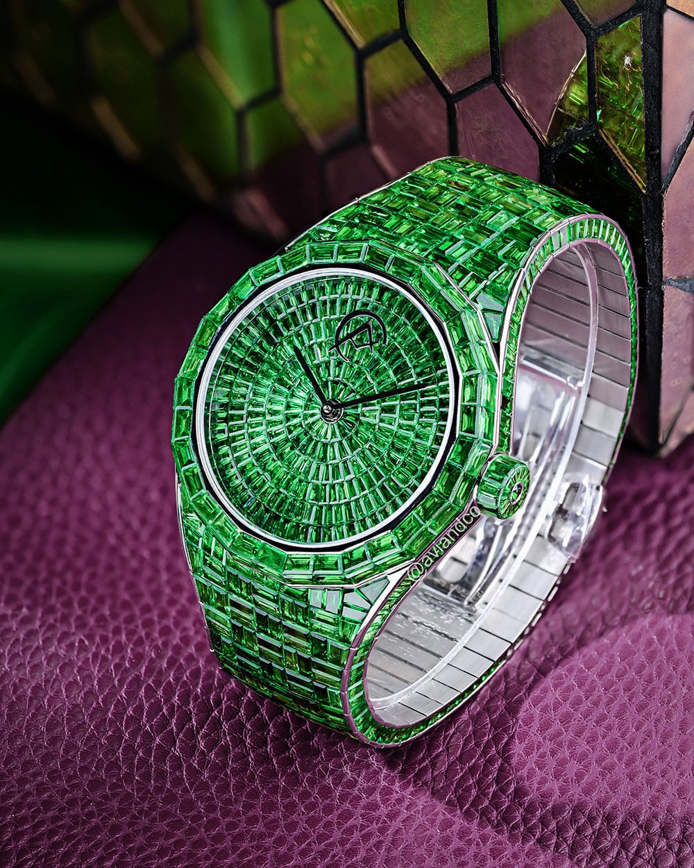 Avi & Co.&rsquo;s Green Tsavorite Hue Collection watch