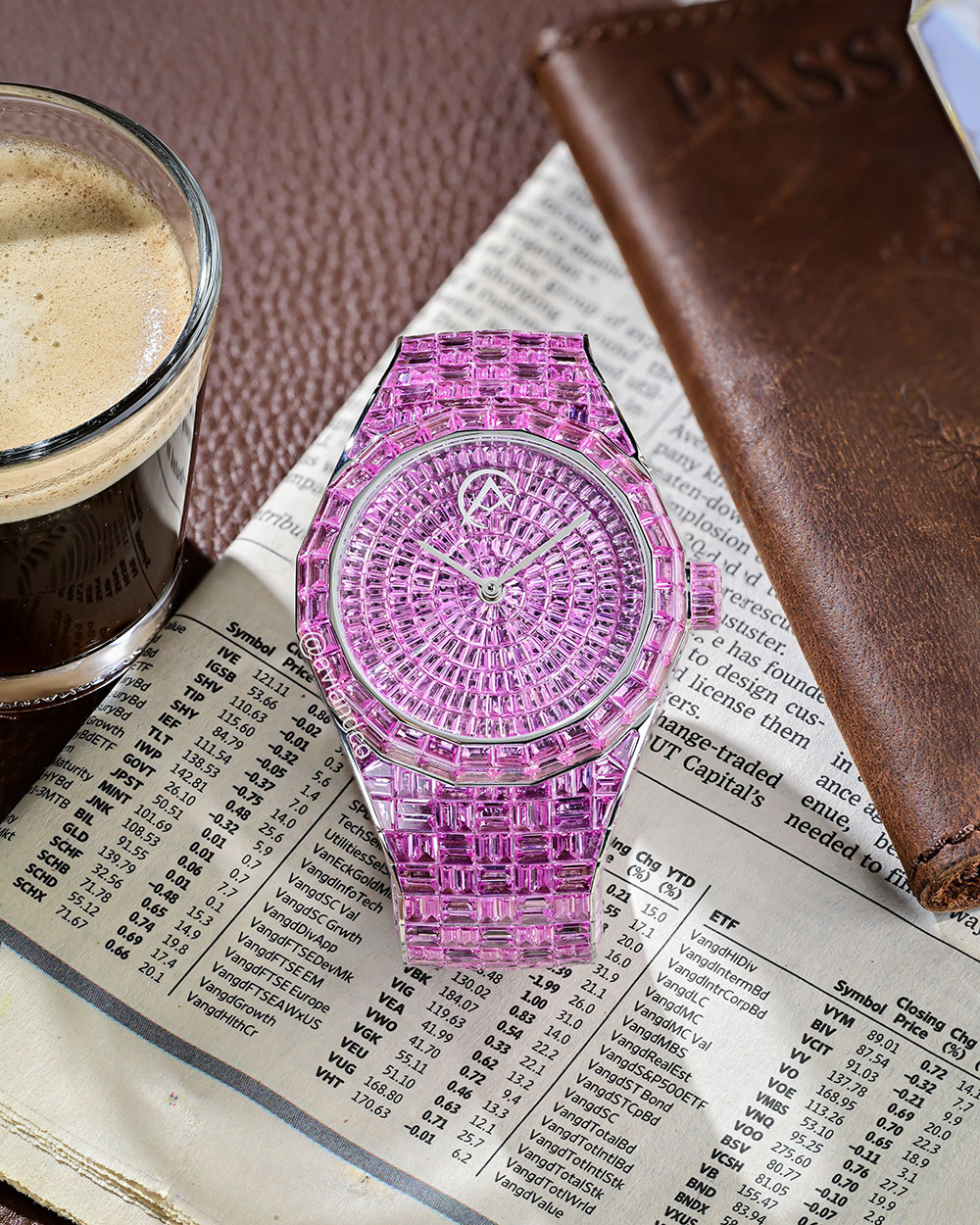Hue Collection “Pink Ice” sapphire watch, 44 mm
