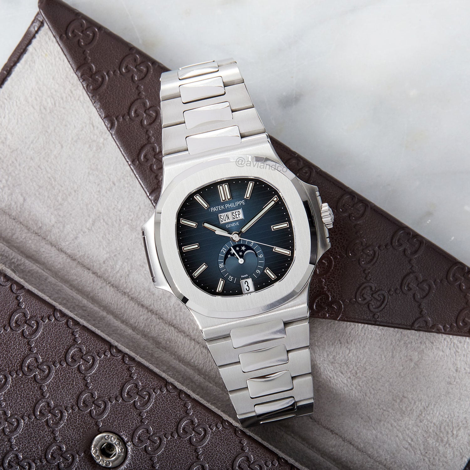 Patek Philippe Nautilus 5726/1A, Moonphase, Steel, Blue Index Dial, 41 mm