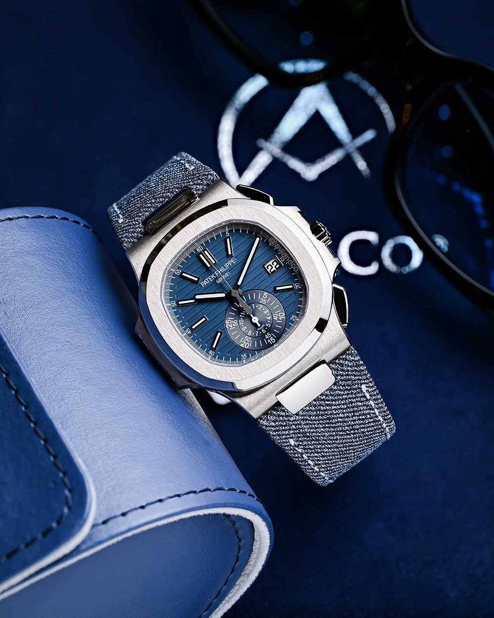Patek Philippe Nautilus 5980/60G-001, 18K White Gold, Blue-Gray Dial, 40 mm