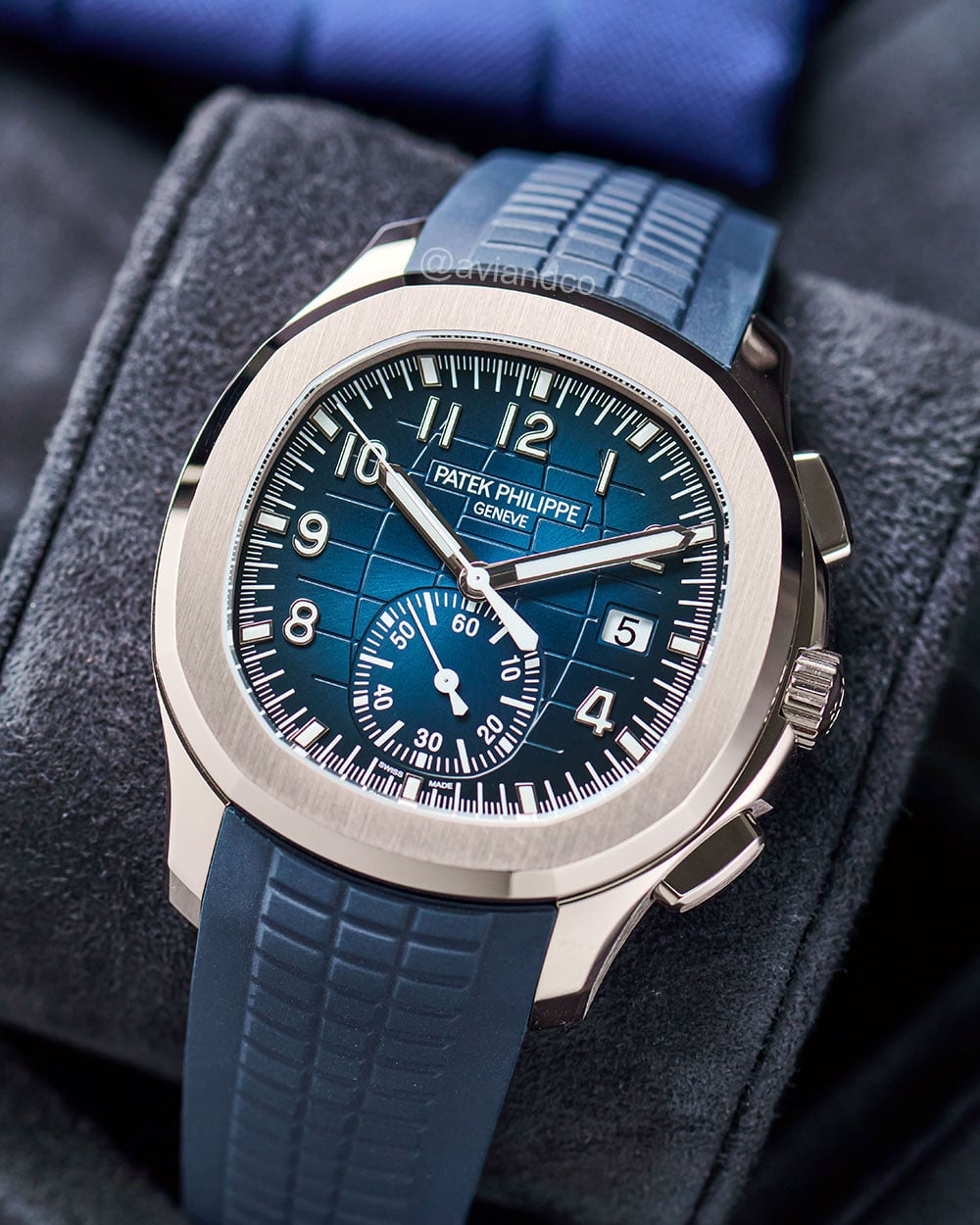 Patek Philippe Aquanaut, 18K white gold, blue Arabic dial, 42 mm