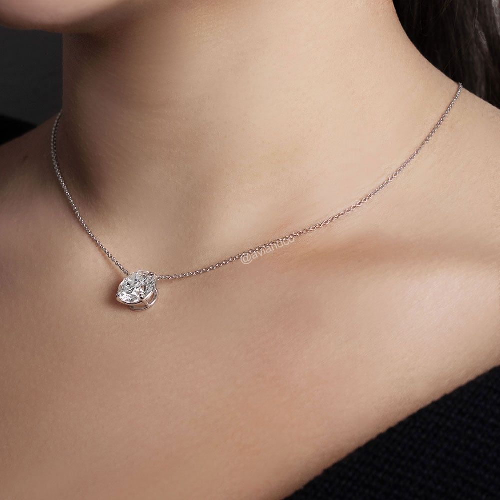 Diamonds by Avi & Co. Round Solitaire Pendant, Platinum, 6.06 CT