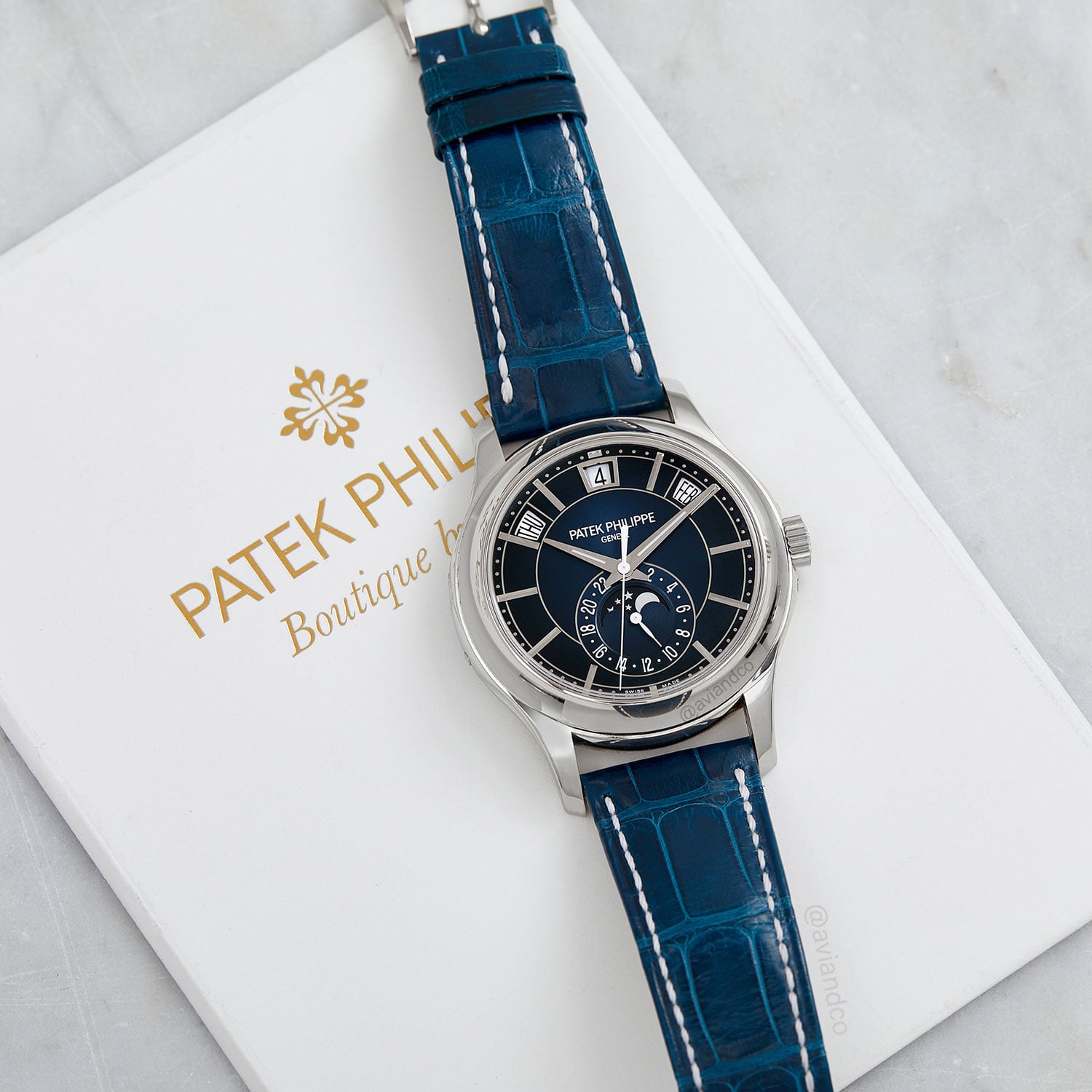 Patek Philippe Complications Annual Calendar, 18K White Gold, Blue Dial