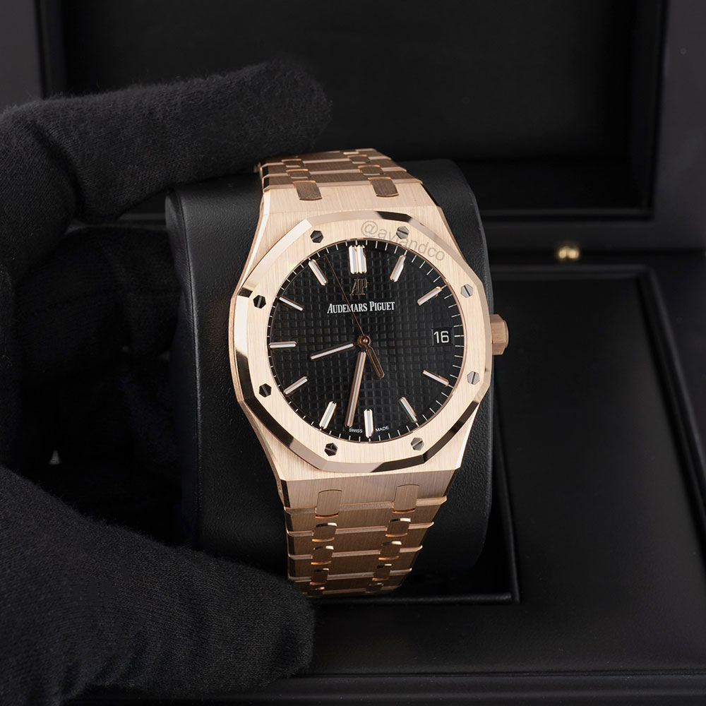 Audemars Piguet Royal Oak, 18K Rose Gold, Black Dial