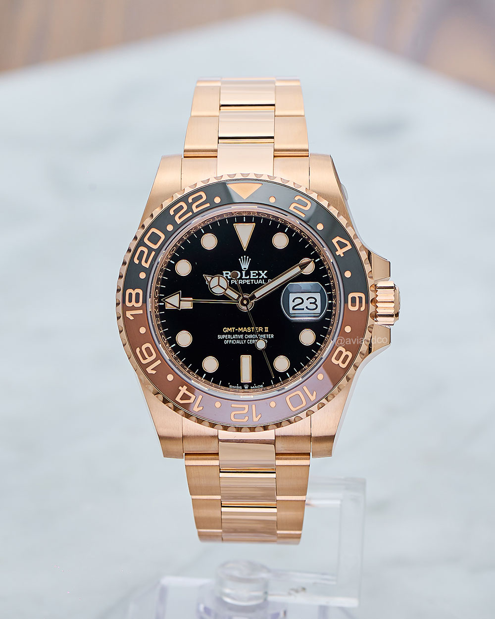 Rolex GMT-Master II 126715CHNR, 18K Rose Gold, Black Dial, 40 mm