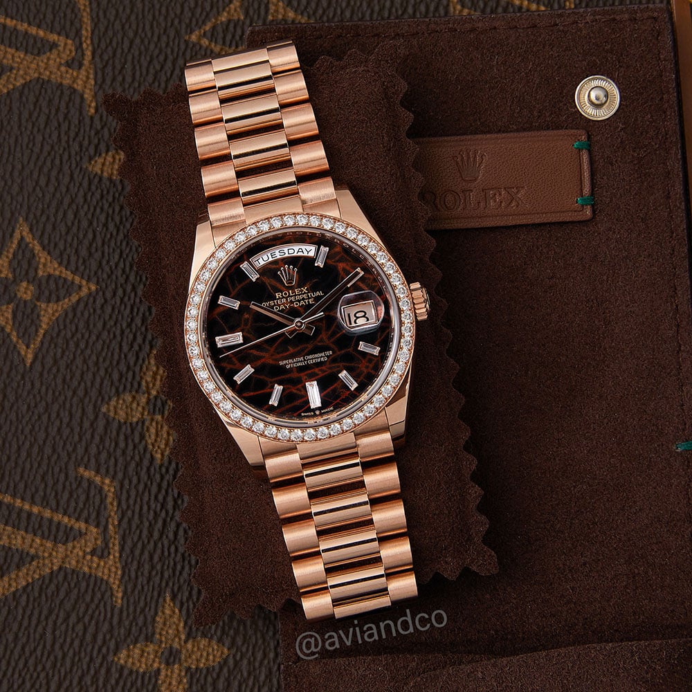 Rolex Day-Date 40, 18K Rose Gold, Diamond Bezel