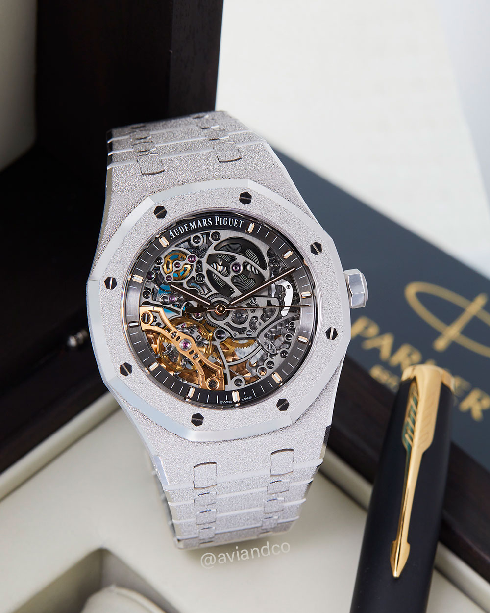 Audemars Piguet Royal Oak 15466BC, 18K frosted white gold, openworked, 37 mm