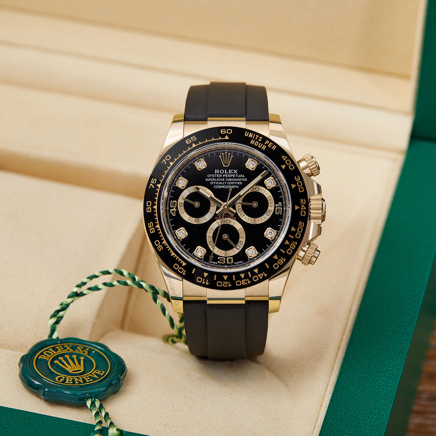 Rolex Daytona 116518, 18K Yellow Gold, Black Diamond Dial, 40 mm
